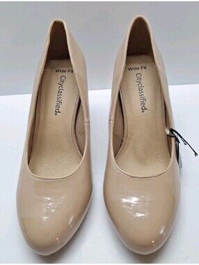 City Classified Comfort Women’s Tan 3 Inch High Heel Pumps Size 9 Wide Fit